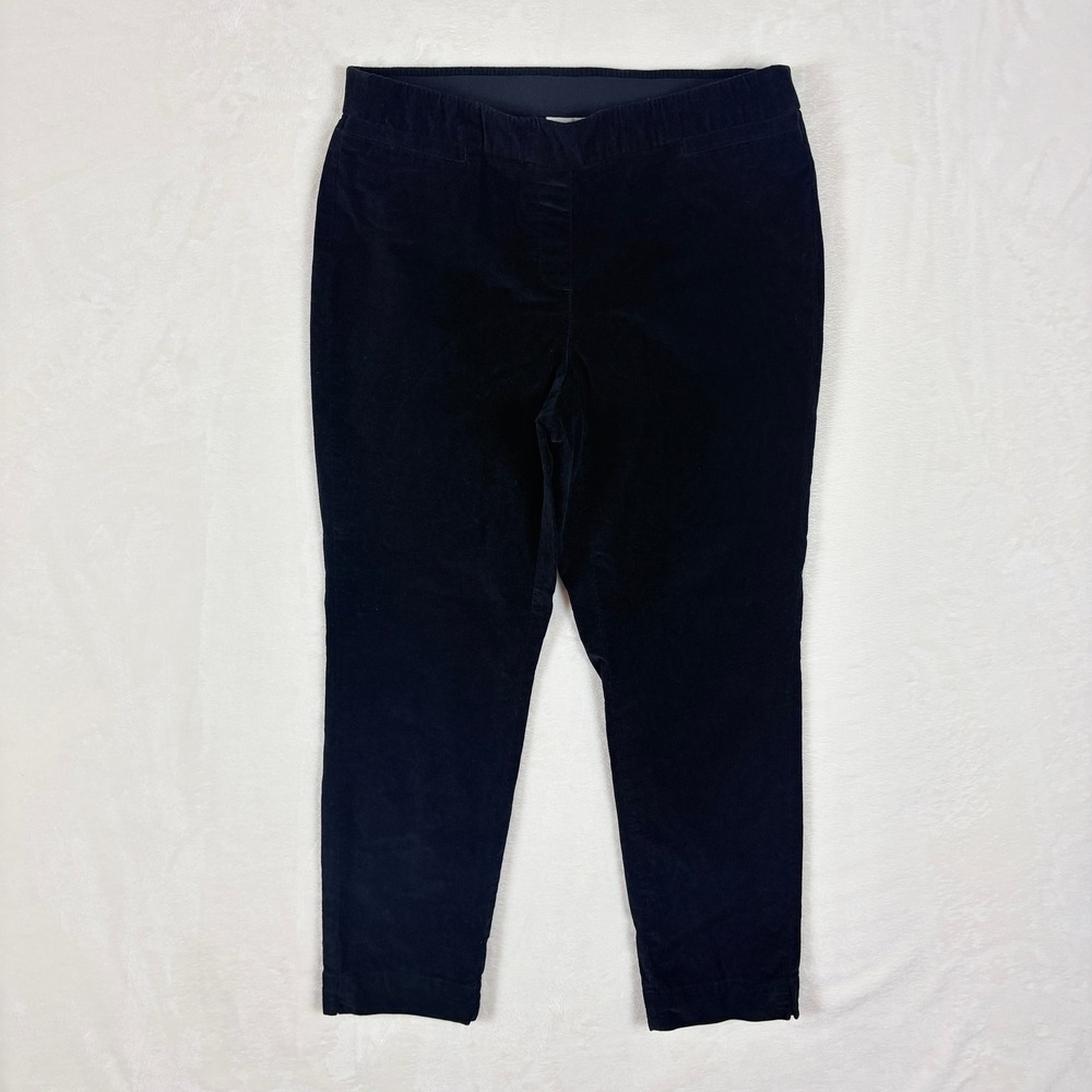 J‎ Jill Pants Women Sz 6 Petite Black Corduroy Pull On Straight Leg Cotton Crop
